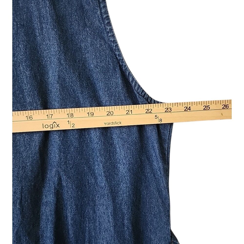 Vermont Country Store Denim Pintuck Jumper Woman's 1X Sleeveless Blue - Picture 6 of 7